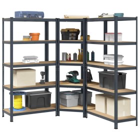 Juego 3 estantes 5 niveles acero antracita y madera industrial von , Industrieregale - Ref: Foro24-3307616, Preis: 216,69 €, ...