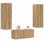 Muebles de TV de pared 3 uds madera ingeniería roble artesanal