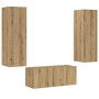 Muebles de TV de pared 3 uds madera ingeniería roble artesanal by , TV Furniture - Ref: Foro24-3328964, Price: 149,21 €, Disc...