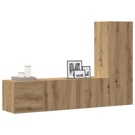 Muebles de TV de pared 3 uds madera ingeniería roble artesanal von , TV-Möbel - Ref: Foro24-3328958, Preis: 116,85 €, Rabatt: %