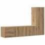 Muebles de TV de pared 3 uds madera ingeniería roble artesanal