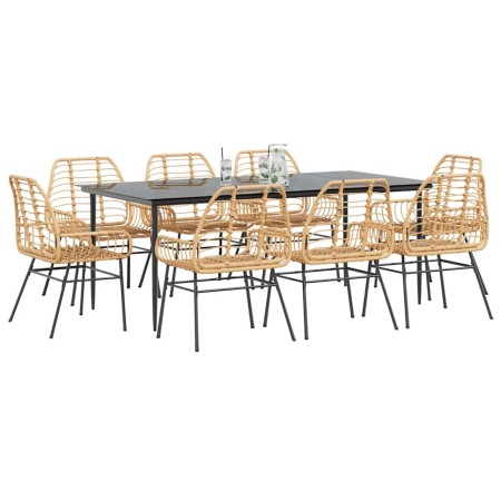 Juego comedor jardín 9 pzas ratán sintético marrón de , Conjuntos de jardín - Ref: Foro24-3334449, Precio: 690,68 €, Descuent...