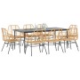 Juego comedor jardín 9 pzas ratán sintético marrón de , Conjuntos de jardín - Ref: Foro24-3334449, Precio: 690,68 €, Descuent...