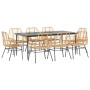 Juego comedor jardín 9 pzas ratán sintético marrón de , Conjuntos de jardín - Ref: Foro24-3334449, Precio: 690,68 €, Descuent...