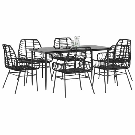 Juego de comedor jardín 7 piezas ratán sintético negro de , Conjuntos de jardín - Ref: Foro24-3334440, Precio: 478,78 €, Desc...