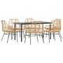 Juego de comedor de jardín 7 pzas ratán PE marrón von , Gartensets - Ref: Foro24-3334545, Preis: 484,96 €, Rabatt: %