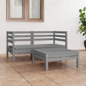 Gartenmöbel-Set 3-teilig aus massivem grauem Kiefernholz von vidaXL, Gartensets - Ref: Foro24-3082394, Preis: 167,50 €, Rabat...