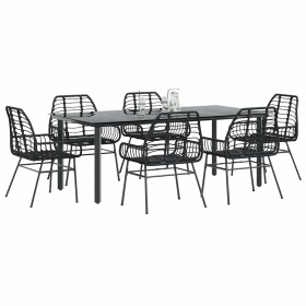 Juego de comedor jardín 7 piezas ratán sintético negro von , Gartensets - Ref: Foro24-3334539, Preis: 534,41 €, Rabatt: %