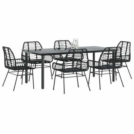 Juego de comedor jardín 7 piezas ratán sintético negro by , Garden sets - Ref: Foro24-3334539, Price: 534,41 €, Discount: %