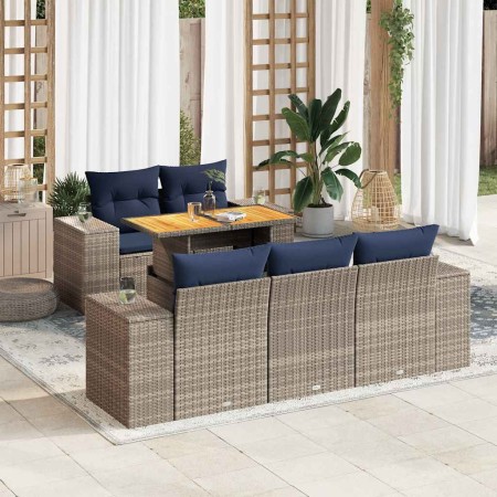 Set de muebles de jardín 6 pzas y cojines ratán sintético gris | Foro24.es | Tu tienda online para hogar, jardín y más Foro24.es