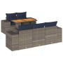 Set de muebles de jardín 6 pzas y cojines ratán sintético gris | Foro24.es | Tu tienda online para hogar, jardín y más Foro24.es