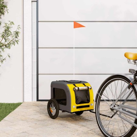 Remolque de bicicleta mascotas hierro tela Oxford amarillo gris von , Kinderwagen für Haustiere - Ref: Foro24-93826, Preis: 9...