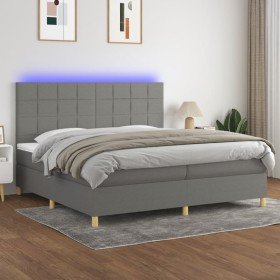Cama box spring colchón y luces LED tela gris claro 200x200 cm en Camas y somieres | Comprar online en Foro24