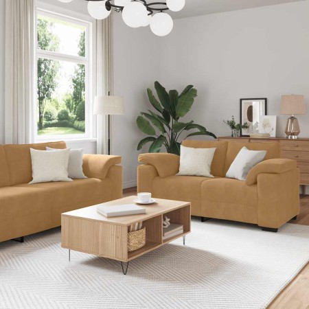 Juego de sofás con cojines 3 piezas terciopelo marrón by , Sofas - Ref: Foro24-3324674, Price: 644,23 €, Discount: %