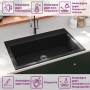 Fregadero de Cocina Negro 790x500x193 mm Granito by , Sinks - Ref: Foro24-147053, Price: 175,95 €, Discount: %