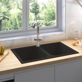 Fregadero de Cocina Negro 760x480x184 mm Granito