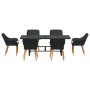 Juego de Comedor Jardín de 7 Piezas Negro Poliratán by , Garden tables - Ref: Foro24-3261621, Price: 876,14 €, Discount: %