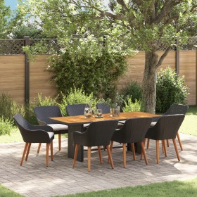 Conjunto de Comedor de Jardín de 9 Piezas Ratán Sintético Negro by , Garden tables - Ref: Foro24-3261624, Price: 1,00 €, Disc...