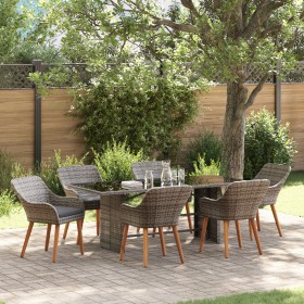 Juego de Comedor de Jardín de 7 Piezas Ratán Gris