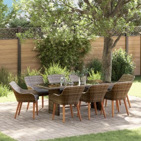Juego de Comedor de Jardín de 9 Piezas en Poliratán Gris by , Garden tables - Ref: Foro24-3261626, Price: 1,00 €, Discount: %