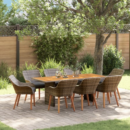 Juego de Comedor de Jardín de 9 Piezas en Ratán Sintético Gris by , Garden tables - Ref: Foro24-3261628, Price: 1,00 €, Disco...