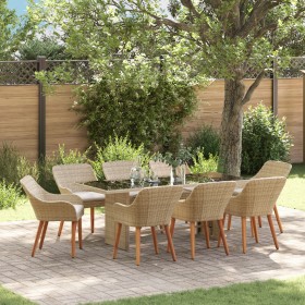 Conjunto de Comedor de Jardín de 9 Piezas Beige