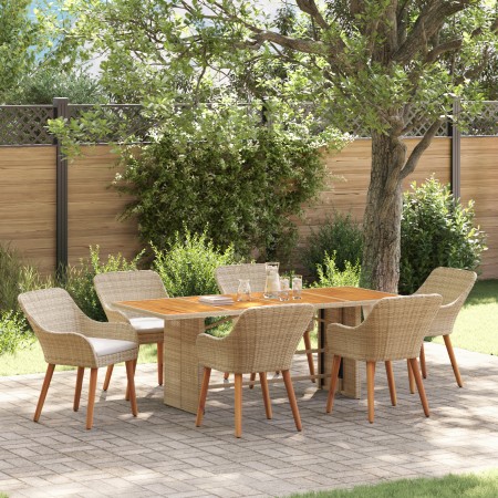 Set de Comedor de Jardín de 7 Piezas Ratán Polímero Beige | Foro24.es | Tu tienda online para hogar, jardín y más Foro24.es