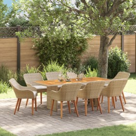 Juego de Comedor Jardín Beige de 9 Piezas de Ratán Sintético by , Garden tables - Ref: Foro24-3261632, Price: 1,00 €, Discoun...