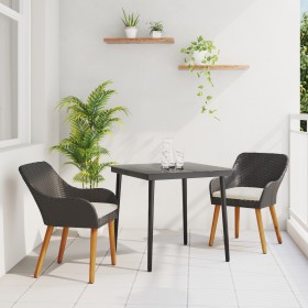 Juego de Comedor de Jardín de 3 Piezas Ratán Poli