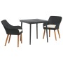 Juego de Comedor de Jardín de 3 Piezas Ratán Poli Negro | Foro24.es | Tu tienda online para hogar, jardín y más Foro24.es