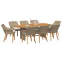 Juego de Comedor Jardín Beige de 9 Piezas de Ratán Sintético by , Garden tables - Ref: Foro24-3261632, Price: 1,00 €, Discoun...