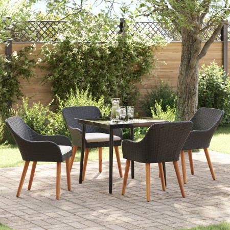 Juego de Comedor de Jardín de 5 Piezas Ratan Poliéster Negro | Foro24.es | Tu tienda online para hogar, jardín y más Foro24.es