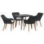 Juego de Comedor de Jardín de 5 Piezas Ratan Poliéster Negro | Foro24.es | Tu tienda online para hogar, jardín y más Foro24.es