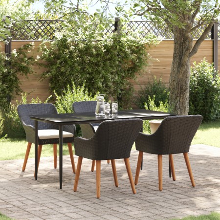 Juego de Comedor de Jardín de 5 Piezas Ratán Poliéster Negro by , Garden tables - Ref: Foro24-3261666, Price: 608,04 €, Disco...