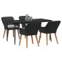 Juego de Comedor de Jardín de 5 Piezas Ratán Poliéster Negro by , Garden tables - Ref: Foro24-3261666, Price: 608,04 €, Disco...