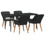 Juego de Comedor de Jardín de 5 Piezas Ratán Poliéster Negro by , Garden tables - Ref: Foro24-3261666, Price: 608,04 €, Disco...