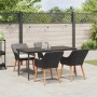 Juego de Comedor de Jardín de 5 Piezas Ratán Poliéster Negro by , Garden tables - Ref: Foro24-3261666, Price: 608,04 €, Disco...