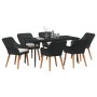 Juego de Comedor de Jardín de 7 Piezas en Ratán Poliéster Negro by , Garden tables - Ref: Foro24-3261667, Price: 883,91 €, Di...