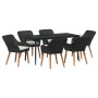 Juego de Comedor de Jardín de 7 Piezas en Ratán Poliéster Negro by , Garden tables - Ref: Foro24-3261667, Price: 883,91 €, Di...
