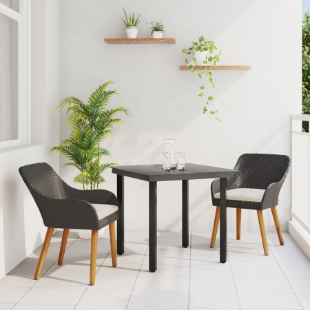 Juego de Comedor de Jardín de 3 Piezas Ratán Poliéster Negro | Foro24.es | Tu tienda online para hogar, jardín y más Foro24.es