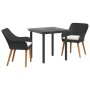 Juego de Comedor de Jardín de 3 Piezas Ratán Poliéster Negro | Foro24.es | Tu tienda online para hogar, jardín y más Foro24.es