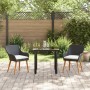 Juego de Comedor de Jardín de 3 Piezas Ratán Poliéster Negro | Foro24.es | Tu tienda online para hogar, jardín y más Foro24.es