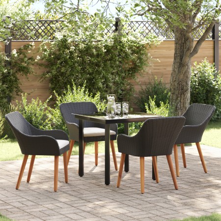 Conjunto de Comedor de Jardín de 5 Piezas en Ratán Negro | Foro24.es | Tu tienda online para hogar, jardín y más Foro24.es