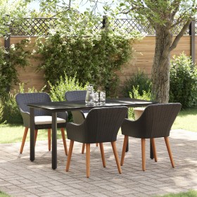 Juego de Comedor de 5 Piezas Negro de Poliratán by , Garden tables - Ref: Foro24-3261673, Price: 592,32 €, Discount: %