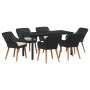 Juego de Comedor de Jardín de 7 Piezas Ratán Poliéster Negro | Foro24.es | Tu tienda online para hogar, jardín y más Foro24.es