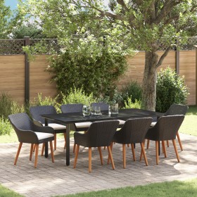 Juego de Comedor de Jardín de 9 Piezas Ratán