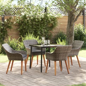 Juego de Comedor de Jardín de 5 Piezas Gris Poliratán