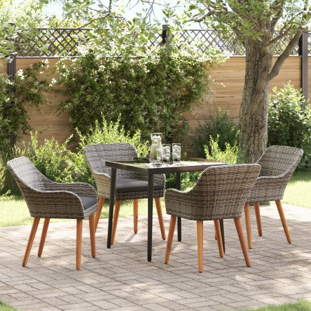 Juego de Comedor de Jardín de 5 Piezas Gris Poliratán | Foro24.es | Tu tienda online para hogar, jardín y más Foro24.es