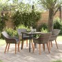 Juego de Comedor de Jardín de 5 Piezas Gris Poliratán