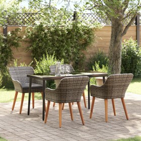 Juego de Comedor de Jardín de 5 Piezas Gris de Ratán Sintético by , Garden tables - Ref: Foro24-3261679, Price: 593,63 €, Dis...